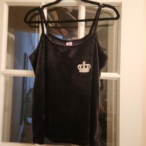 NWOT Juicy Couture Black Scoop Neck Sleeveless Camisole Velour Tank Top